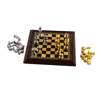 1Set 1/12 Lėlių Mini Tarptautinės Šachmatų Modelis Žaislai Mini Modeliavimo Baldai Lėlės Namas Priedai