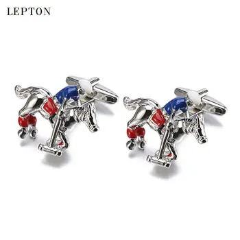 2017 Parduoti Nekilnojamojo prisegamas Arklių rankogalių segtukai Lepton Prekės Metalo gyvūnų Arklių Rankogalių segtukai Vyrams Marškinių Rankogalių Cufflink Relojes gemelos