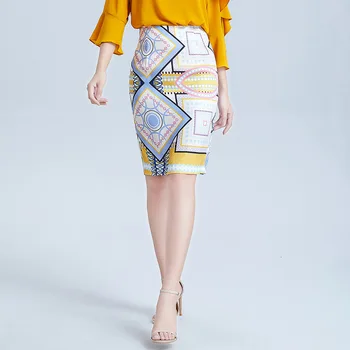 2020 metų vasaros aukštos kokybės naujas moterų Europos ir Amerikos stilius, spausdinta maišelį klubo sijonas vidurio juosmens ne ištemptas plonas plonas sijonas
