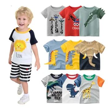 2021 Gyvūnų kūdikiams trumpomis rankovėmis, medvilnės drabužius vasaros vaikų drabužių berniukas paauglių drabužių berniukų drabužiai