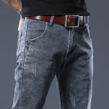 2021 nauja tendencija prekės vyrų slim džinsai mados verslo klasikinio stiliaus vyriškos mados prekės ženklo atsitiktinis slim elastinės kojų kelnės