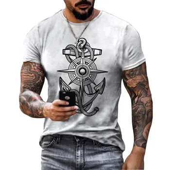2022Summer Karšto pardavimo Mados Tendencija Vyrų Kompasas 3D Spausdinimo T-shirt Vasaros šoninio Vėjo, T-marškinėliai trumpomis Rankovėmis Mados Streetwear