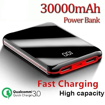 30000mAh Ekranas Mini Power Bank su Išorės Baterijos Energijos Banko Xiaomi lphone 30000 mAh Nešiojamas Įkroviklis