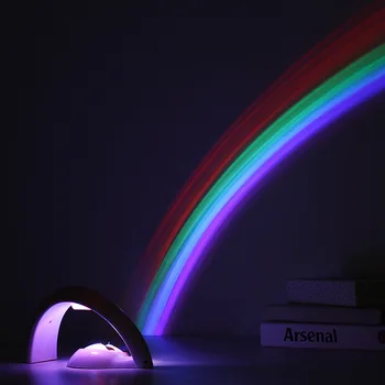 3D Romantiška Vaivorykštė Projektoriaus Lempa spalvotu LED Rainbow Naktį Šviesos Atmosferą, Lempos Kūdikio Miegamojo Namų Dekoro DropShipping
