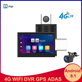 4G brūkšnys cam GPS navigatorius, Automobilinis dvr galiniu langu WiFi Android 8.1 ADAS FHD 1080P Dual Kamera, Naktinio Matymo auto diktofonas 24H Parkas