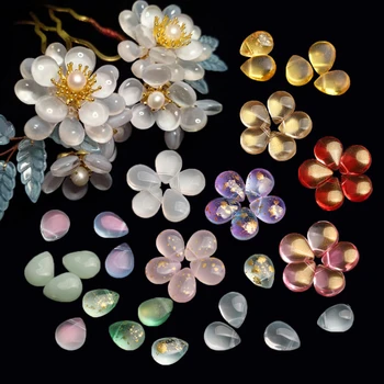 50pcs10*12mm Imitacija Stiklo Gėlių žiedlapių Granulių Tarpiklis Prarasti Karoliukai Papuošalai Priėmimo 