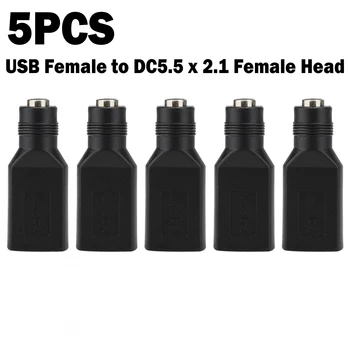 5VNT Kompiuterio USB Moterų Sąsaja DC5.5 X 2.1 Moterų Galvos Adapteris Jungtis, 5V (12V Maitinimo Sąsajos, Konversijų