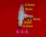 6-4-6mm Plastiko Sumažinti Tee Jungtis Žarnos Montavimo