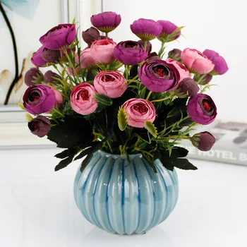 9 Arbatos Rožės Europos Stiliaus Imitacija, Gėlių Lndoor Namų Puošybai Gėlių Vestuvių Papuošalai Mažų Ryšulių, Arbatos Rožės Pumpuras