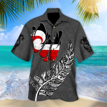 Aotearoa Vėliavos, mano širdyje, Pilka Marškinėliai Vasaros Paplūdimio Havajų Marškinėliai trumpomis Rankovėmis Marškiniai Vyrams Marškinėliai 2023 Negabaritinių 5XL Chemise Homme