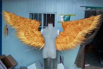 Aukso didelių suaugusių angelo sparnu podiumo apatinius rodyti rekvizitai festivalis Angelo sparno Plunksna cosplay kostiumas šalis tiekimo