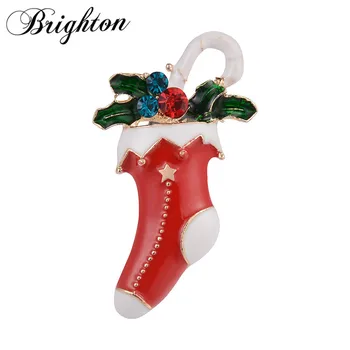 Brighton 2021 Mados Neįprasta Kalėdų Sagės Emalio Kojinės Kristalų, Sagės, Segtukai, Moterų, Vyrų Grupė Drabužių Papuošalai Kalėdų Dovana