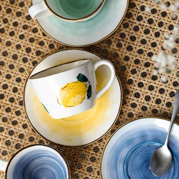 CHANSHOVA 180ml Šiuolaikinės Kinijos keramikos rinkinys, kavos puodeliai, arbatos puodeliai ir lėkštė nustato Pieno puodelis Gėrimo Indai Kinijos Porceliano H367