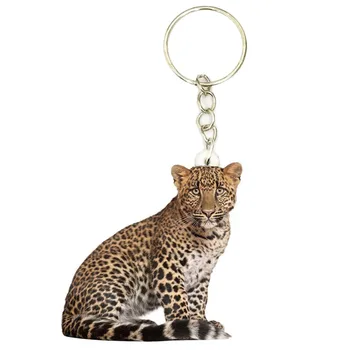 Cheetah Akrilo Leopard paketų prižiūrėtojų raktinę Mados Katė Nerūdijančio Plieno Keychain Vyrų Klavišą Grandinės Žiedas, Dovana Vaikinui, Dovanos Moterims paketų prižiūrėtojų raktinę
