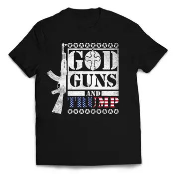 Dievo Ginklai Ir Trump T-Shirt S 2 Pakeitimas AK-47 Vasaros Medvilnės O-Kaklo trumpomis Rankovėmis vyriški Marškinėliai Dydis: S-3XL