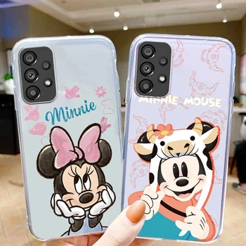 Disney Mickey Minnie Karšto Telefono dėklas Samsung A73 A72 A71 A53 A51 A52 A32 A33 A22 A23 A21S A13 A12 A03 Skaidrus