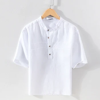 Dizaineris naujo Kinų stiliaus stovėti apykaklės, balti marškiniai vyrams skalbiniai prekės atsitiktinis marškinėliai vyrams viršūnes mens drabužių chemise camisa