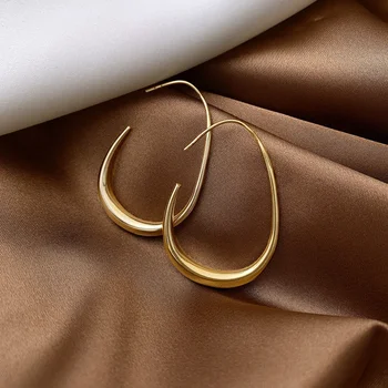 Dizaineris U-formos, Ovalo formos Auskarai moterų prancūzijos minimalistinės dekoracijos veido metalo temperamentas ins Auskarai Mados