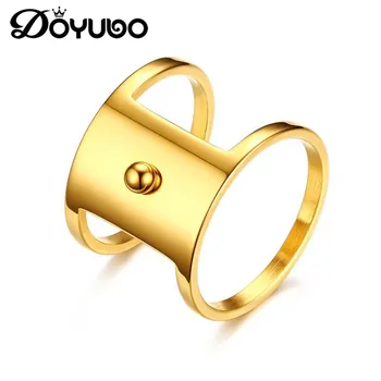 DOYUBO Naujo Dizaino Moterų Aukso Spalvos 316L Nerūdijančio Plieno Žiedai Netaisyklingos Priedai Aukštos Kokybės Punk Stiliaus Žiedas, Papuošalų DE044