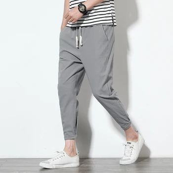 E BERNIUKAS Medvilnės Poilsiu Vyrų Kietų Vyrų Haremas Kelnės (2022 M.) Vasaros Laisvalaikio Kulkšnies Ilgis Mens Kelnės Streetwear Slim Vyrų Kelnės
