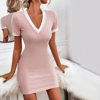 Elegantiškas Populiarus Seksualus Close Fit Mini Suknelė Ponios Office Suknelė Vientisa Spalva Streetwear