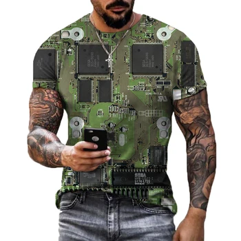 Elektroninių 2021 Naujas Hip-Hop Marškinėliai Vyrams, Moterims 3D Spausdinimo Mašina Negabaritinių Marškinėliai Juokinga Stiliaus trumpomis Rankovėmis Top Marškinėliai