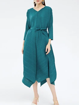 Hiissey Miyake Mados Dizaineris Rudenį 2022 Moterų Purus Suknelė vientisa spalva plisuotos patogi suknelė