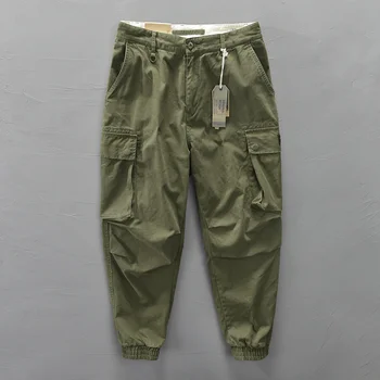 Kelnės Rudenį Vyrų Atsitiktinis Krovinių Multi-kišenės, 100% Medvilnės Kelnės Japonijos Streetwear Outwear Armijos Jungiasi Kojų Kelnės Poilsiu Vyrai