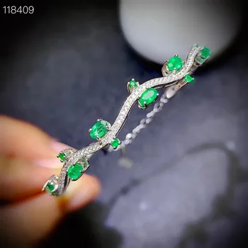 Klasikinis dizainas gamtos smaragdas apyrankę kristalų geros spalvos gražios 925 Sidabro Rankų darbo gražus deivė