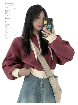 Korėjos Stiliaus Kietas Hoodies Moterų Zip Iki Palaidinės Harajuku Pasėlių Cardigan Streetwear Rudens Mados Viršūnes