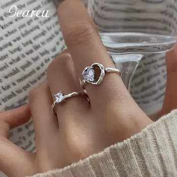 Korėjos Širdies Aikštėje Cirkonis Žiedas Nustatyti Atidaryti Temperamentas Derinys Žiedas Nustatyti Sužadėtuvių Dovana Meilės Imitacija Rodomojo Piršto Žiedą