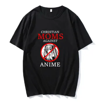 Krikščionių Mama Prieš Anime Spausdinti Marškinėlius Comfortabled Pora Tees Hip-Hop Marškinėliai Medvilnės Streetwears Unsiex Negabaritinių Drabužiai