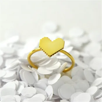 Mados Mini pikselių Skaitmeninis Širdis Žiedas Lygaus Paviršiaus Dizainas Patinka Aukso Baltosios Rožės Trys Spalvos Pasirinktinai