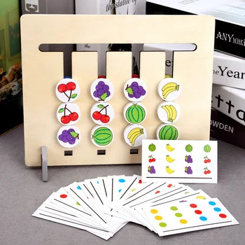 Montessori Medinis Žaislas Keturių Spalvų/ Vaisių Dvipusis Atitikimo Žaidimas Loginiu Mąstymu Mokymo Vaikams mokomieji Žaislai Vaikams