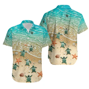 Nauji vyriški Havajų Marškinėliai Meilės Turtle3D Spausdinti Havajų Marškinėliai, Unisex Mados Harajuku Atsitiktinis Vasaros trumpomis Rankovėmis Viršų