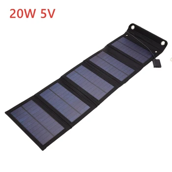 Nešiojamų 20W Saulės Kolektorių Lankstymo Vandeniui Saulės Energijos Saulės Elementų Kroviklis 5V 2A USB Išvesties Įtaisai, Lauko Kempingas Automobilis