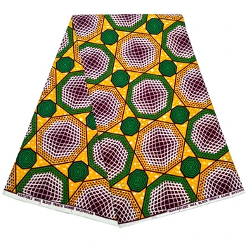 Pagne 100% Medvilnės Afrikos Vaškas Spausdinimo Audinio Geometrijos Ankara Dizaino Tikra Garantuotas Nekilnojamojo Vašku Moterims Kasdien Suknelė 6 Metrų