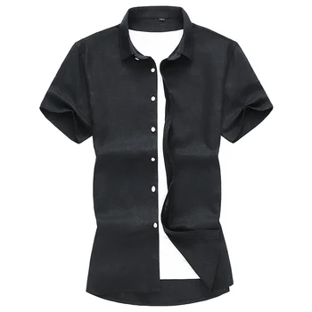 QT5030/B758 Kinų stiliaus vientisa spalva mados trumpas rankovės marškinėliai Vasaros Naujus kokybės Lino ir Medvilnės camisa masculina vyrų shirtM-7XL