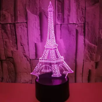 Romantiška Led Nakties Šviesos Prancūzijos Eifelio Bokšto 3D Stalo Lempa Spalvinga Mirksi Usb Stalas Šviesos Iliuzija, Miegamojo Atostogų Dovanos