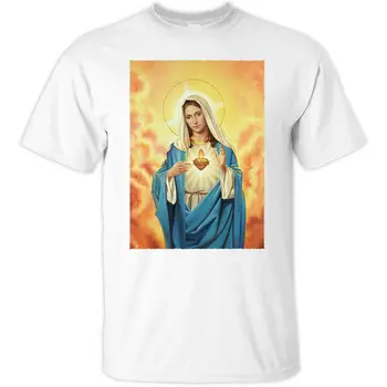 Sacred Heart Šventoji Marija, Dievo Motinos Marijos Krikščionių Marškinėliai