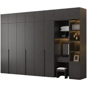 Spinta modernus minimalistinis miegamasis dydis butas derinys spinta juoda medienos bendras didelis kabinetas