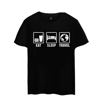 Sukurti Savo Marškinėliai O-Kaklo Trumpomis Rankovėmis Mados Vyrai Valgyti, Miegoti, Keliauti