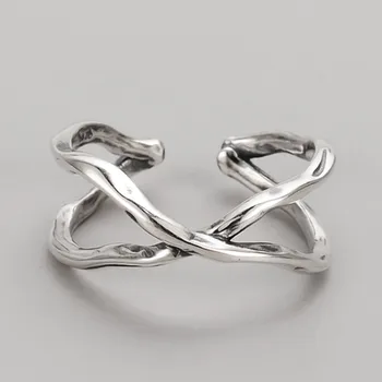 TULX Bohemijos Senovinių Sidabro Spalvos Kryžius, Dantytais Žiedais Moterų Minimalistinė Geometrinių Papuošalai Reguliuojamas Antikvariniai Žiedai Anillos