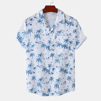 Vasaros Palmių Spausdinti Paplūdimys Marškinėliai Vyrams 2022 Prekės Trumpomis Rankovėmis Havajų Atogrąžų Marškinėliai Vyrams Šalis Atostogų Atostogų Paplūdimio Drabužiai