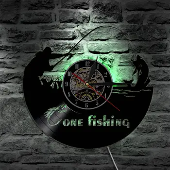 Vienos Žvejybos LED Sieninis Laikrodis Modernus Dizainas Klasikinis CD Žiūrėti Retro Stiliaus 3D Dekoratyvines Kabinti Vinilo Įrašas Sieniniai Laikrodžiai Namų Dekoro
