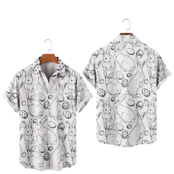 Vyriški Havajų Marškinėliai Y2K Hombre Mados Marškinėliai Velykų Kiaušiniai 3D Spausdinimo Jaukus Atsitiktinis trumpomis Rankovėmis Beach Negabaritinių marškinėliai vyrams Drabužius