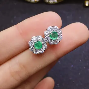 žavinga žalias smaragdas brangakmenio stud auskarai moterims, sidabras bauda papuošalai sertifikuoti gamtos perlas moterys šalis gimtadienio dovana