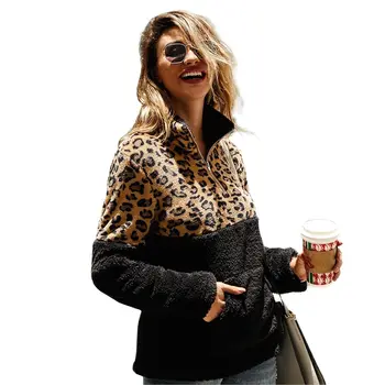 Žiemą Šiltas, Leopardas Spausdinimui Hoodie Puloveris Tirštėti Moterys Ilgomis Rankovėmis Slim 2021 Mados Palaidinukė Aukštos Kokybės Didmeninės Drabužių